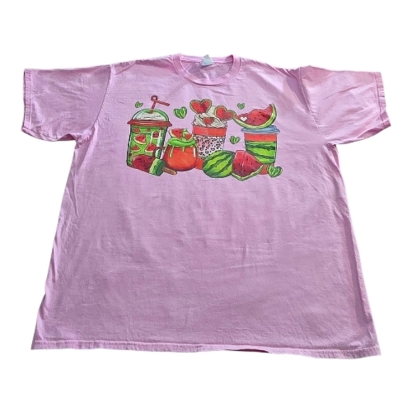 Port and Company Tops - 🍉💕Port & Company Watermelon Graphic Tee XL Pink Cute Summer Fruit Drinks Shirt